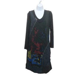 Dolcezza Artsy Grunge Stretchy Long Sleeve Lagenlook Dress